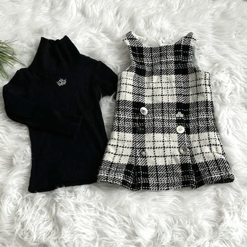 Floriane~ High End European Brand ~ Houndstooth Jumper 2pc Set Bling $hannel